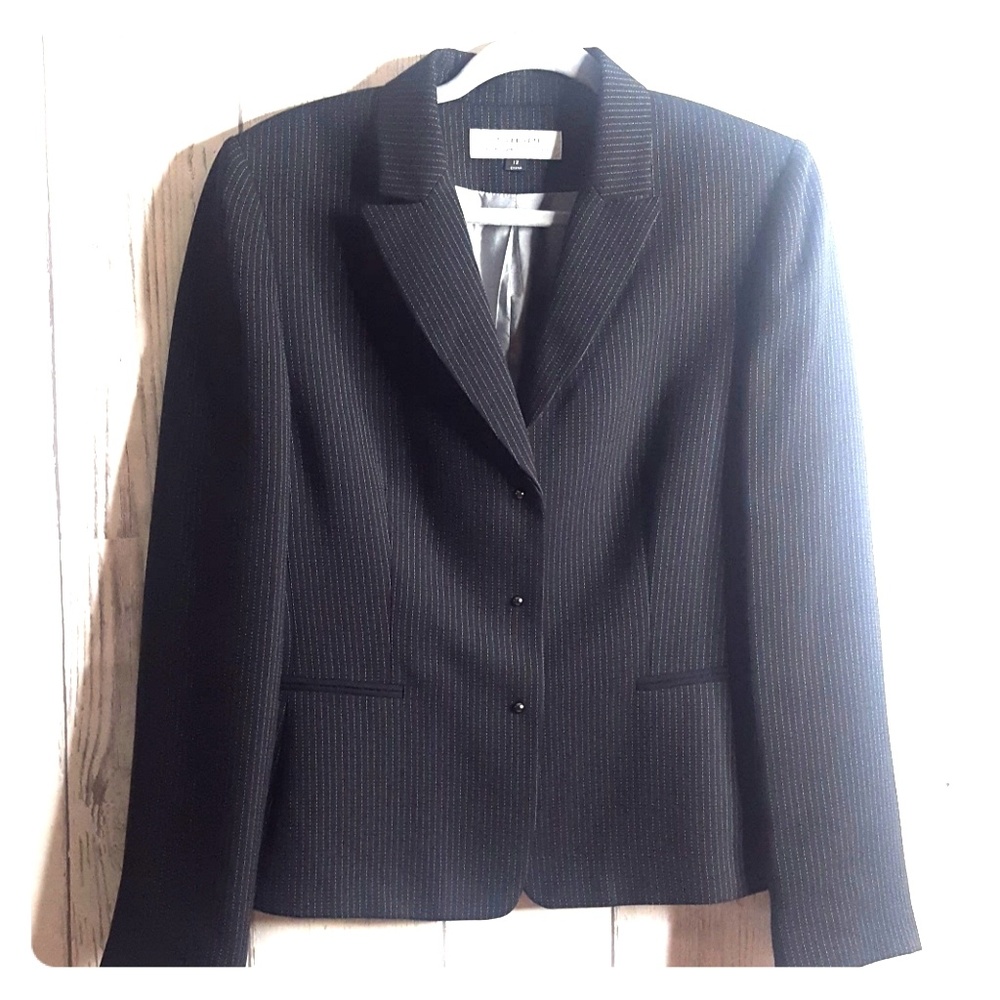 Tahari Pin Stripe 3-Button Jacket